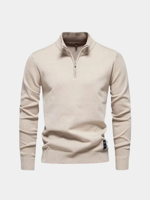 Sweter Kardigan z Pół-Zipem w Jednolitym Kolorze
