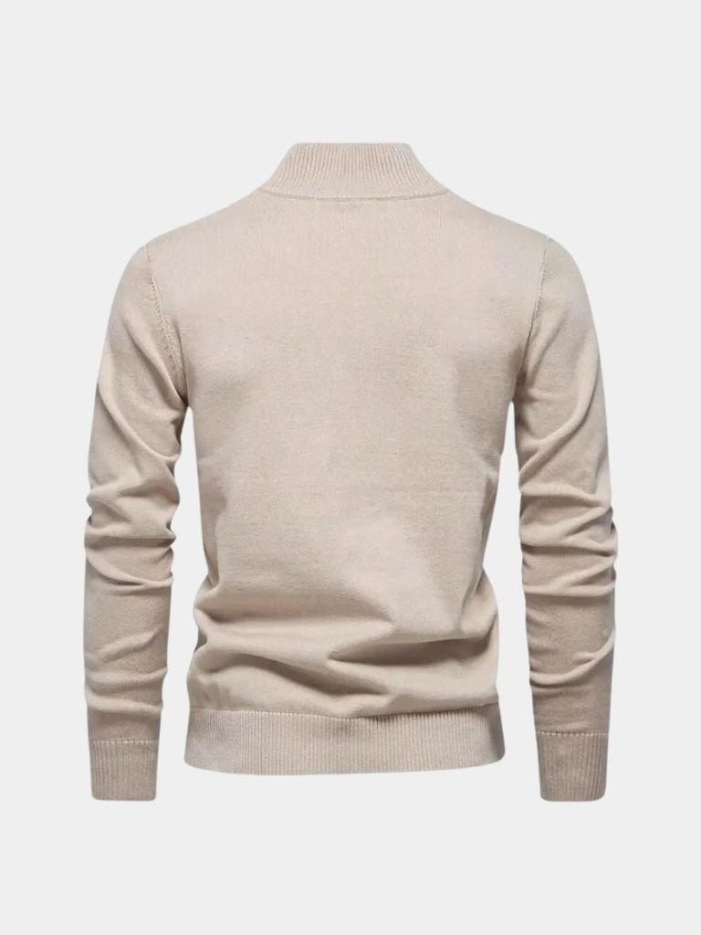 Sweter Kardigan z Pół-Zipem w Jednolitym Kolorze