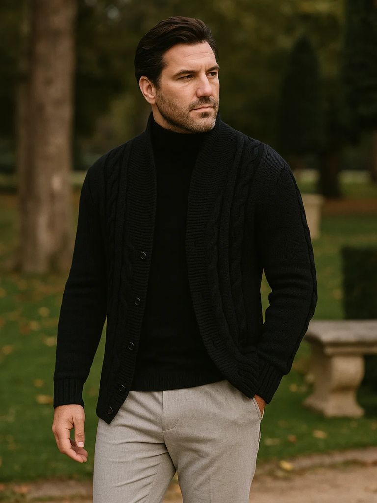 Męski Elegancki Kardigan Dzianinowy