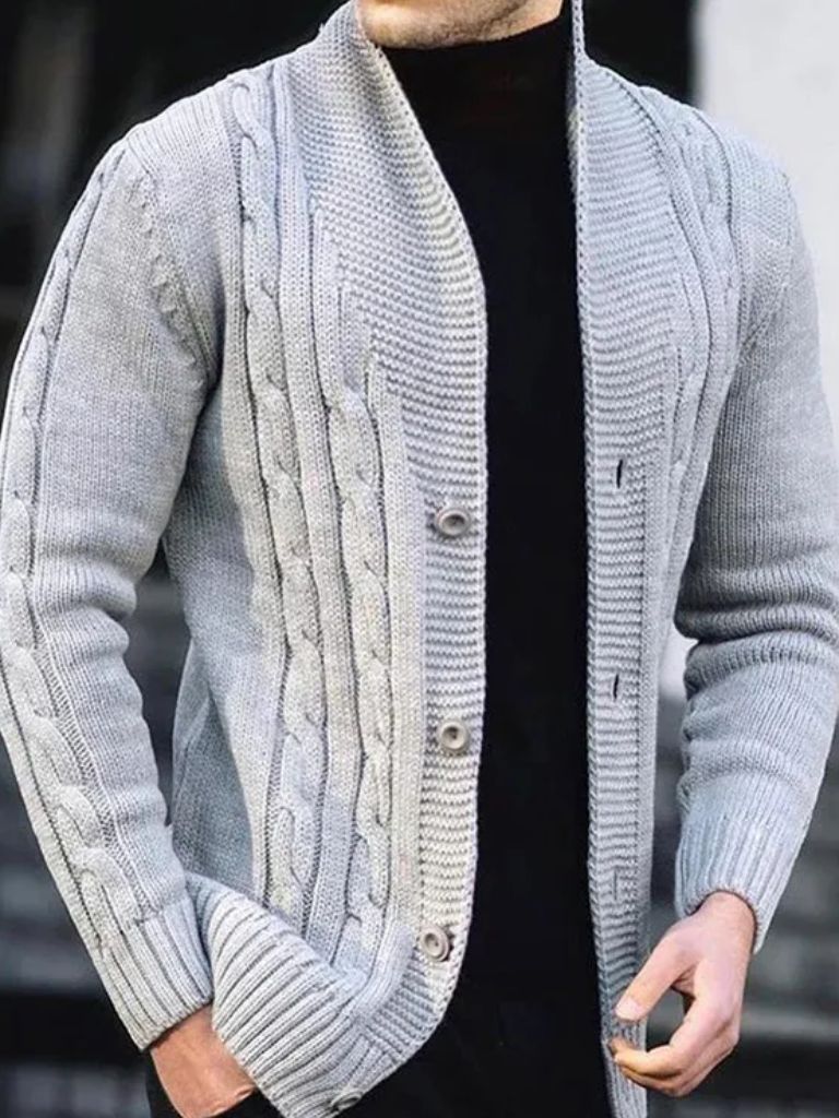 Męski Elegancki Kardigan Dzianinowy