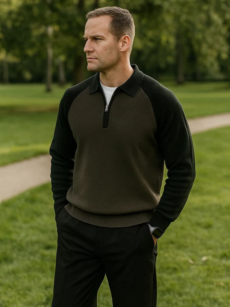 Sweter Raglan z Ćwierć Zamkiem