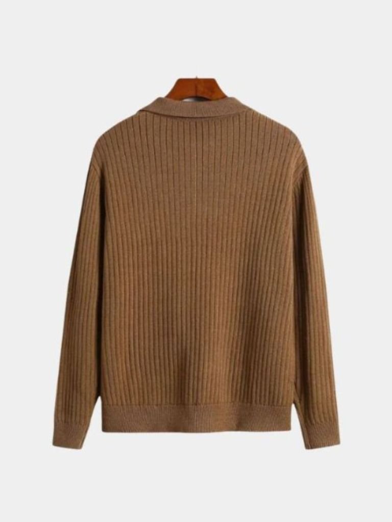 Sweter Polo z Dekoltem w Serek