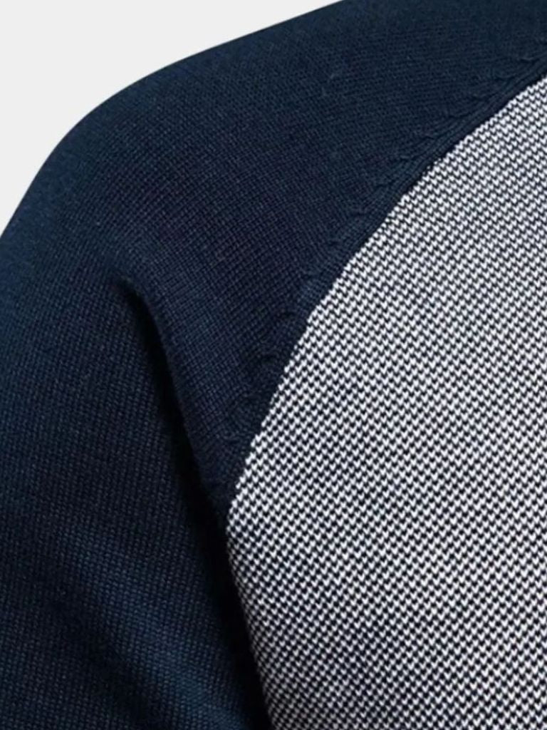 Sweter Kardigan z Zipperem w Kolorze Blokowym z Stojącym Kołnierzem