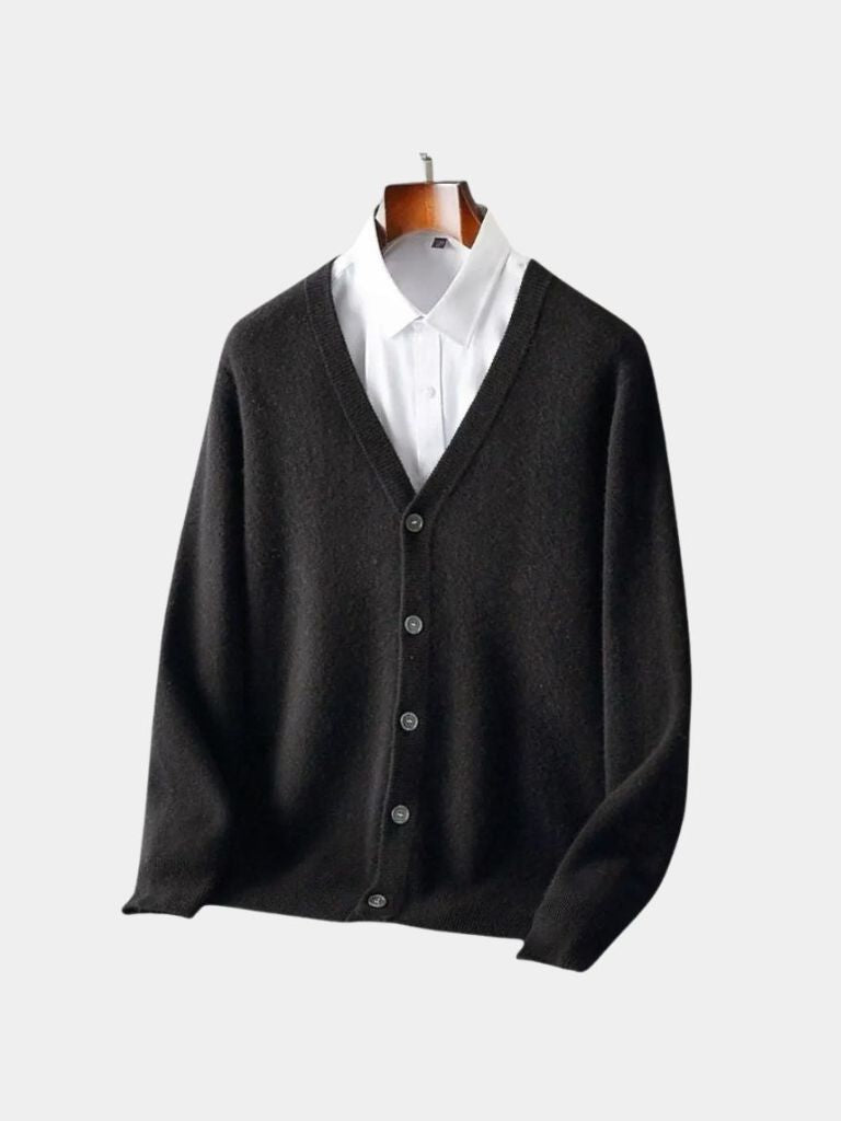 100% Merino Wool V-Neck Cardigan