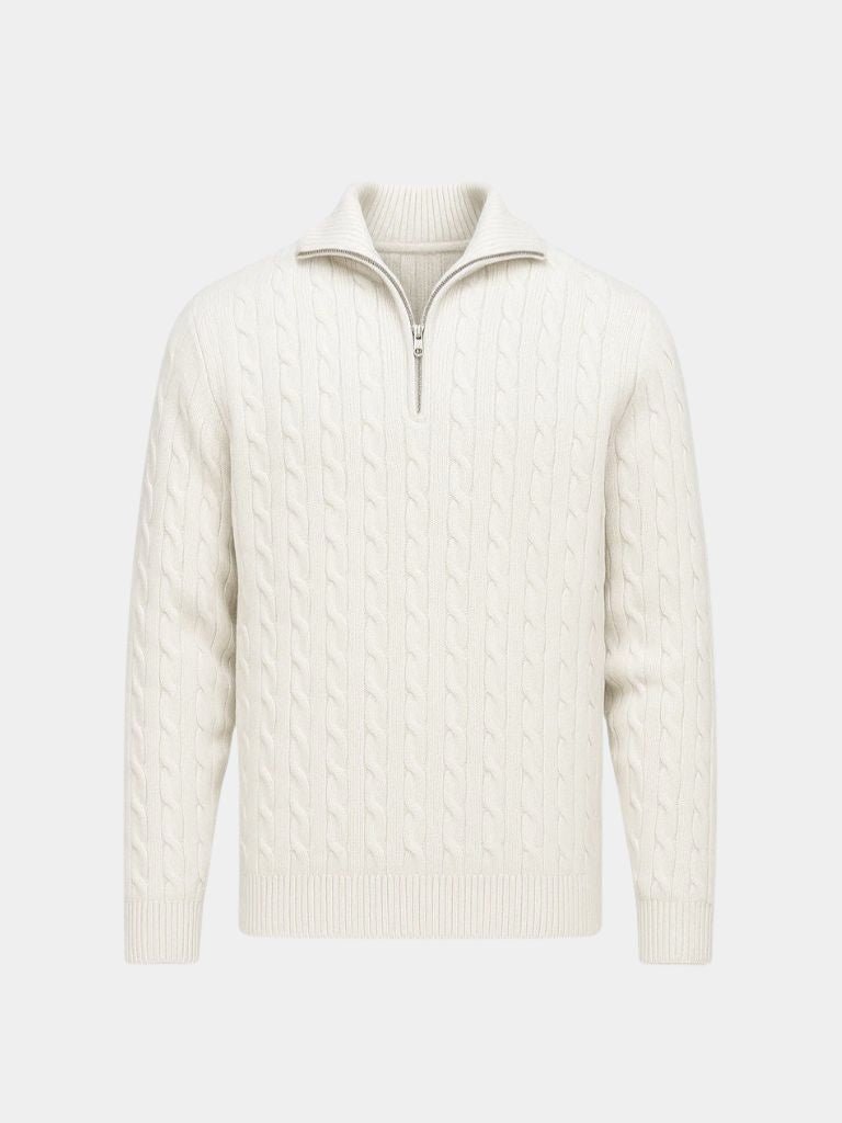 Sweter z dzianiny warkoczowej z zamkiem