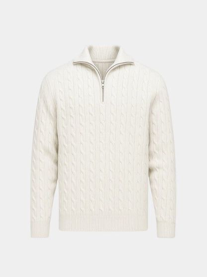 Sweter z dzianiny warkoczowej z zamkiem
