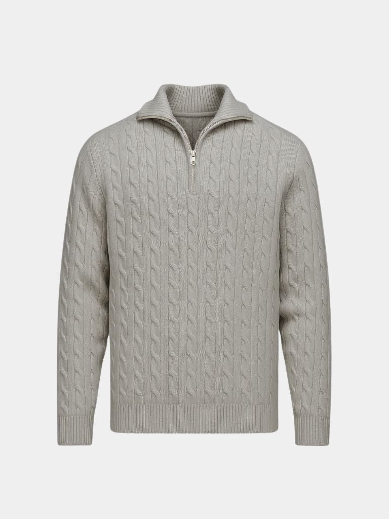 Sweter z dzianiny warkoczowej z zamkiem