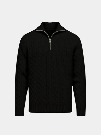 Sweter z dzianiny warkoczowej z zamkiem