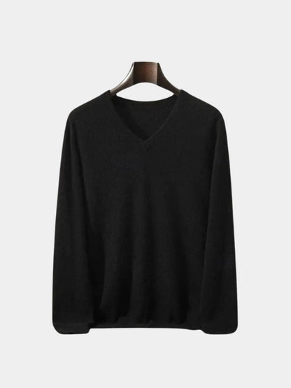 Sweter Kaszmirowy z Dekoltem w Serek