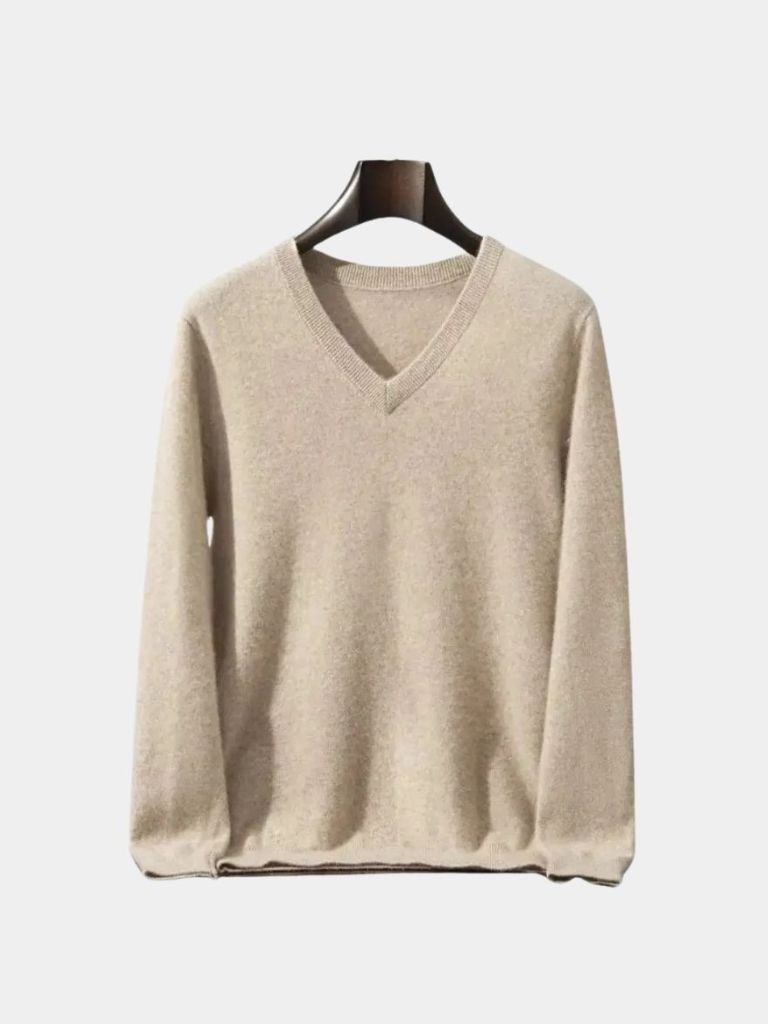 Sweter Kaszmirowy z Dekoltem w Serek