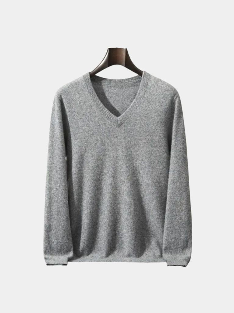 Sweter Kaszmirowy z Dekoltem w Serek