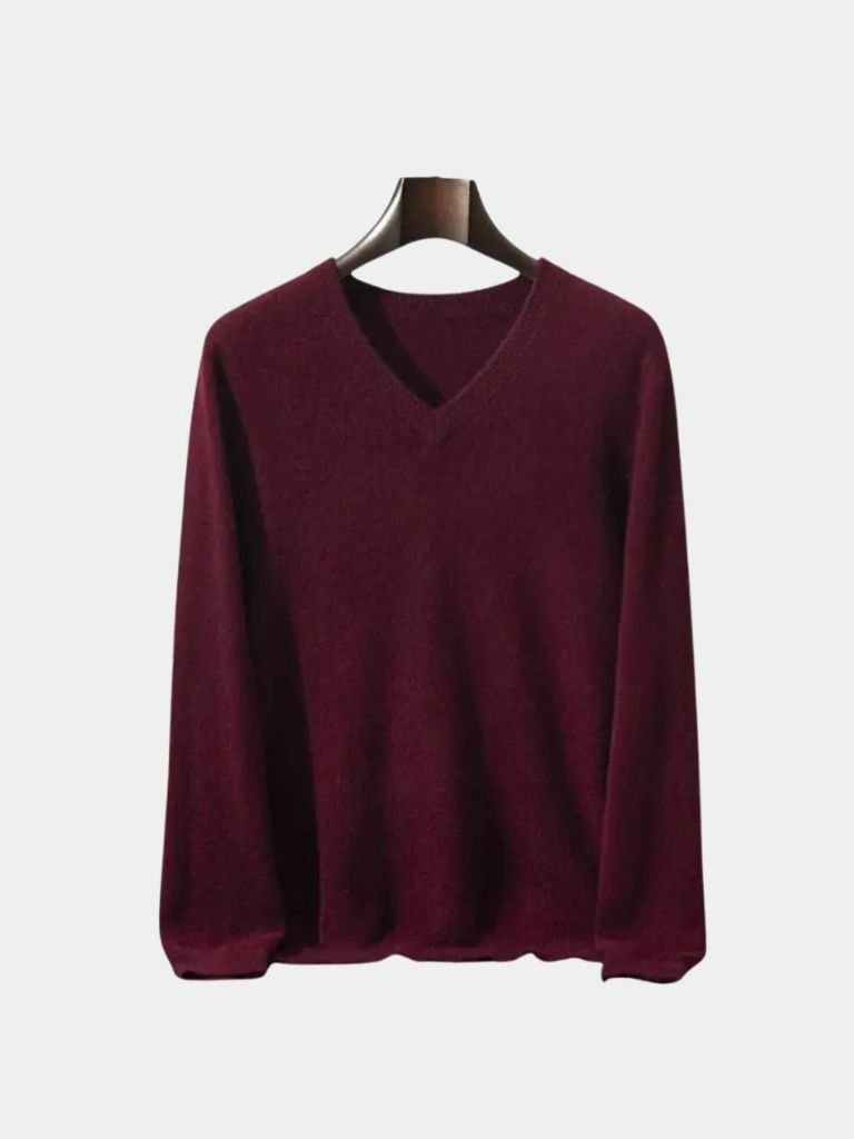 Sweter Kaszmirowy z Dekoltem w Serek