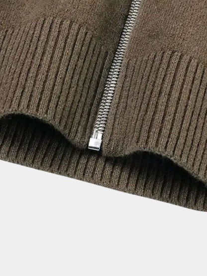 Sweter z kaszmiru z zamkiem, dzianinowy golf