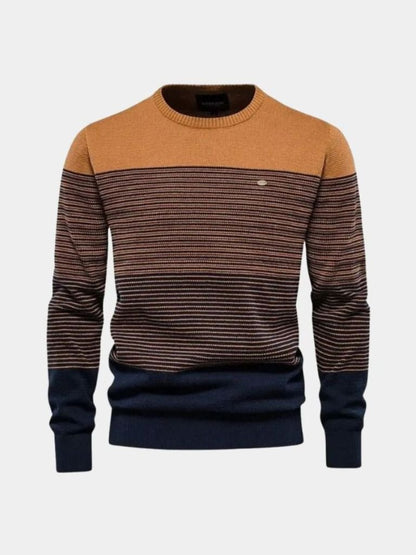Sweter Pullover z Dzianiny z Okrągłym Dekoltem