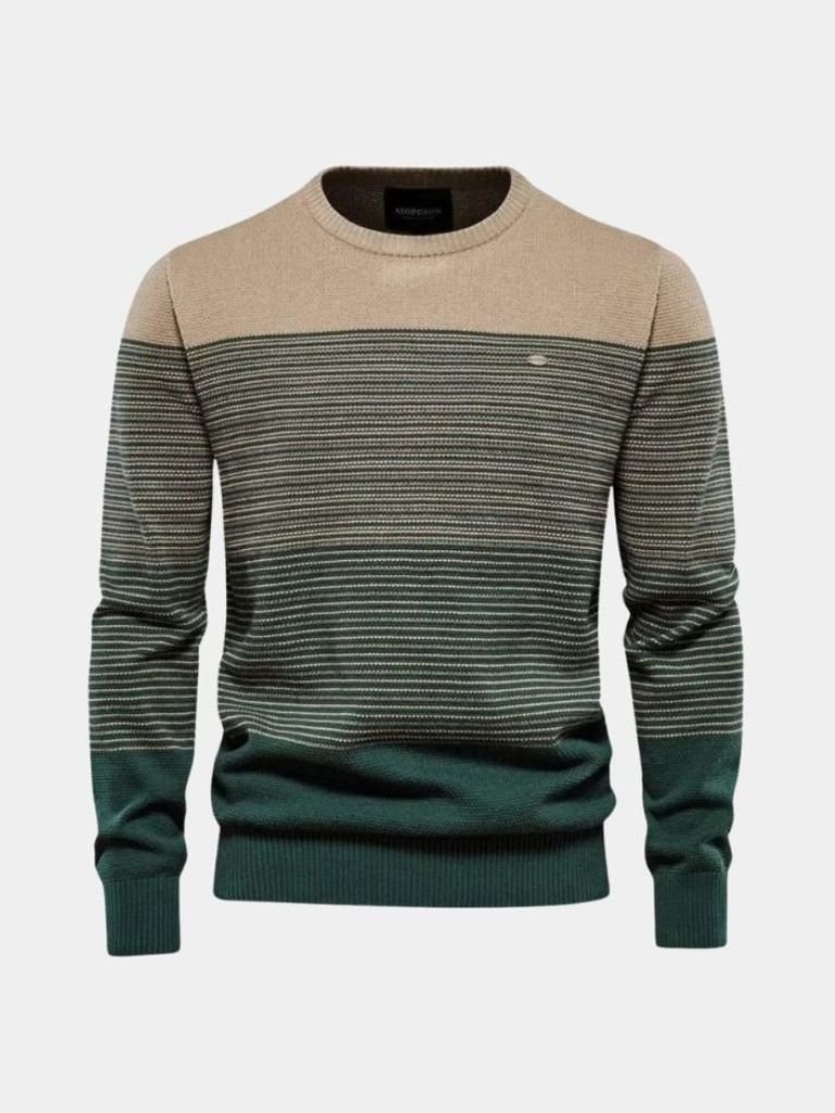 Sweter Pullover z Dzianiny z Okrągłym Dekoltem