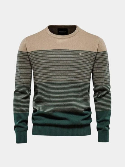 Sweter Pullover z Dzianiny z Okrągłym Dekoltem