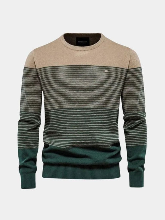 Sweter Pullover z Dzianiny z Okrągłym Dekoltem