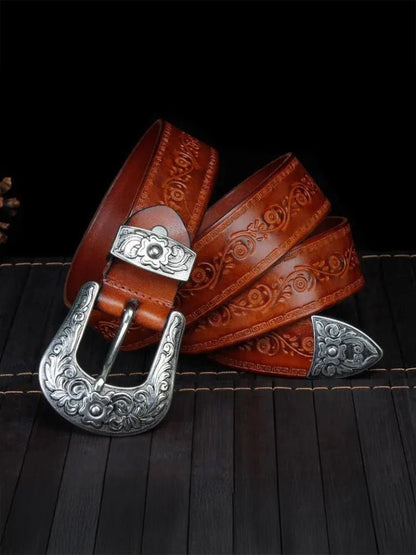 Elegancki Skórzany Pasek Western
