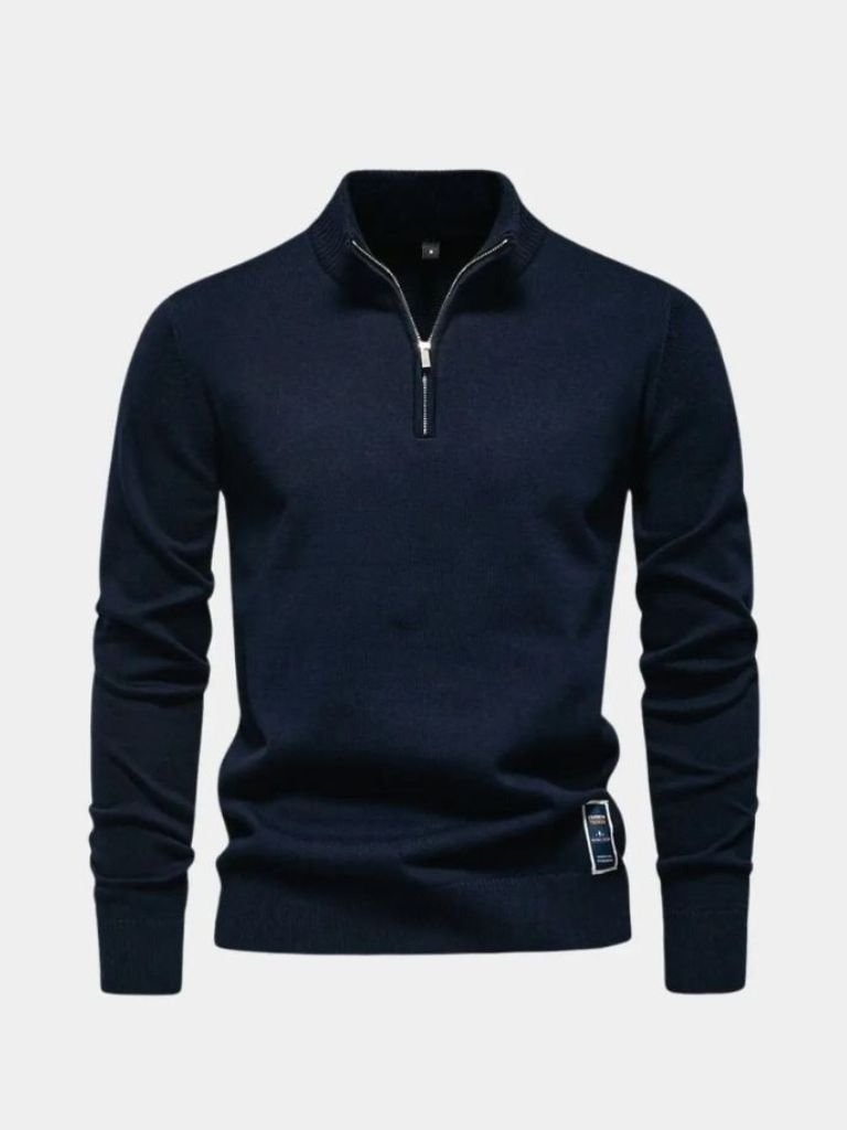 Podstawowy Sweter z Kwartalnym Zamkiem