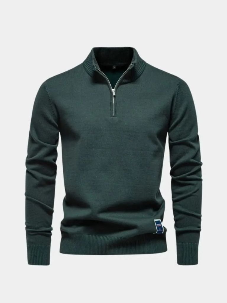 Podstawowy Sweter z Kwartalnym Zamkiem