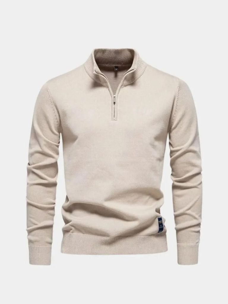 Podstawowy Sweter z Kwartalnym Zamkiem