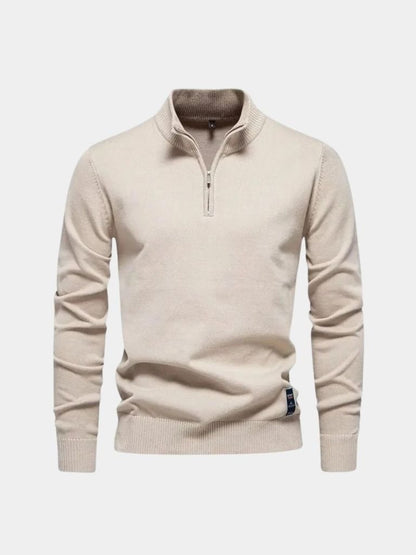 Sweter Kardigan z Pół-Zipem w Jednolitym Kolorze