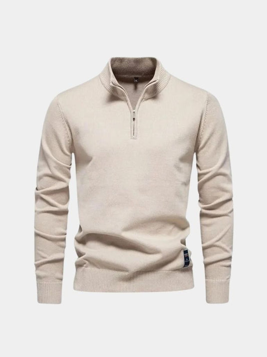 Sweter Kardigan z Pół-Zipem w Jednolitym Kolorze