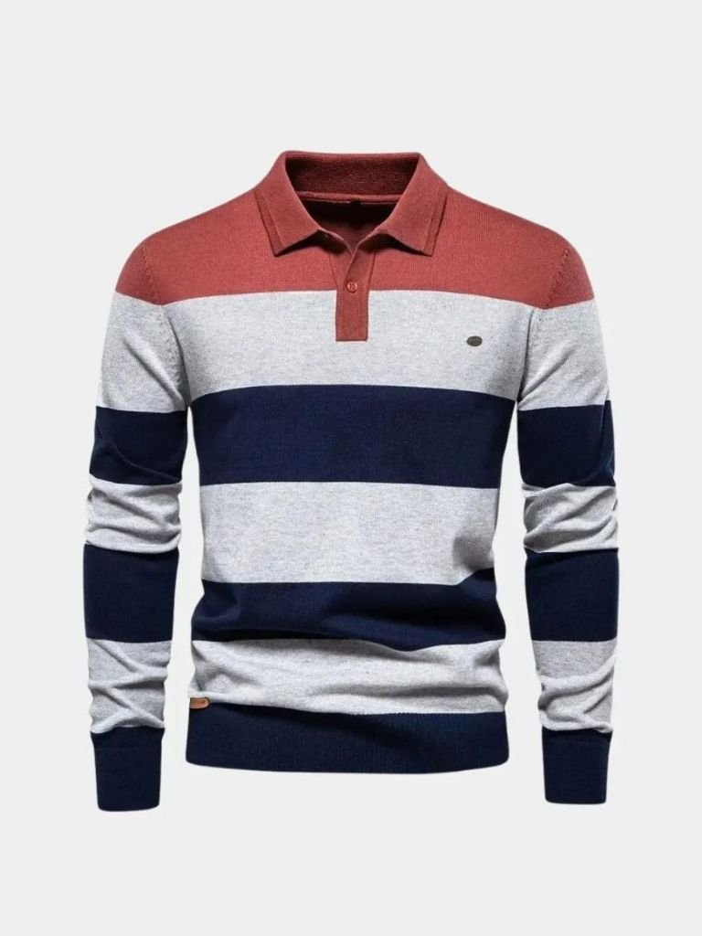 Sweter z kolorowym półzamkiem