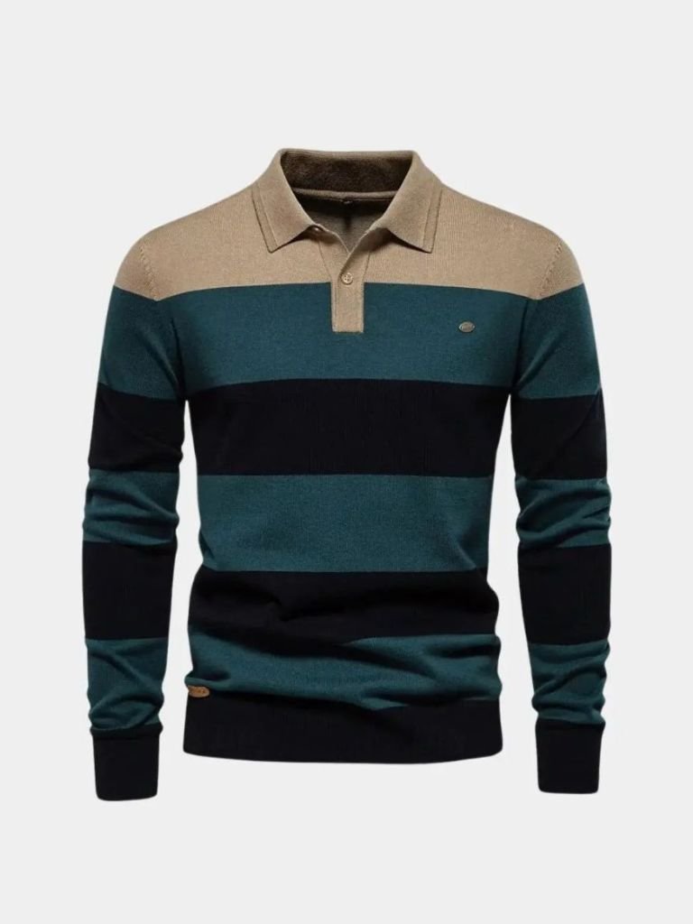 Sweter z kolorowym półzamkiem