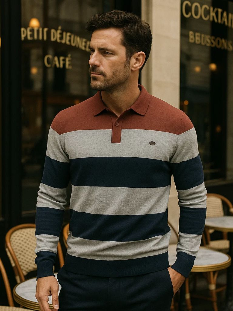 Sweter z kolorowym półzamkiem