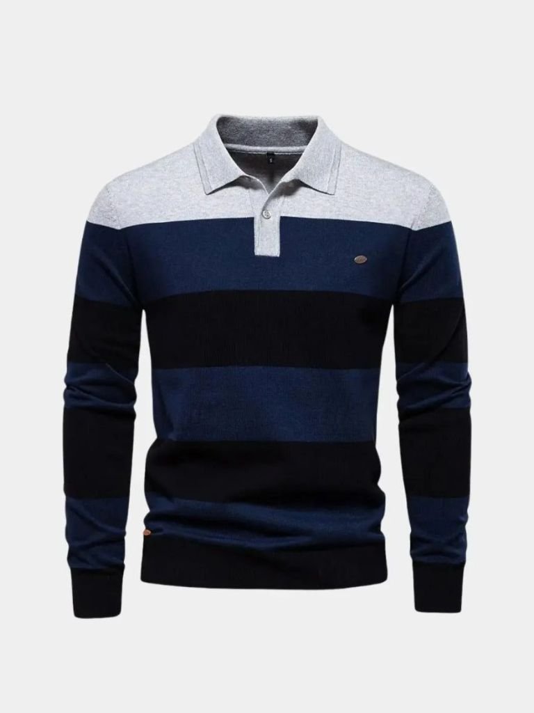 Sweter z kolorowym półzamkiem