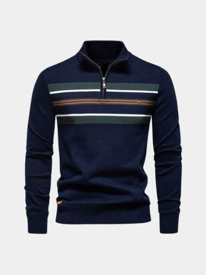 Sweter z dzianiny w paski z zamkiem błyskawicznym