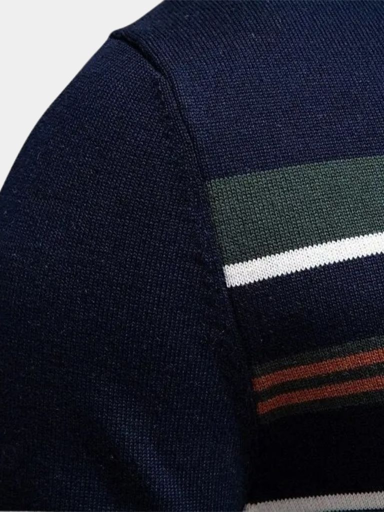 Sweter z dzianiny w paski z zamkiem błyskawicznym