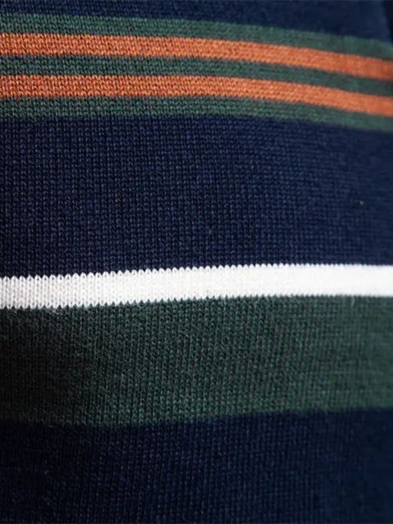 Sweter z dzianiny w paski z zamkiem błyskawicznym