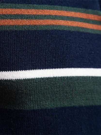Sweter z dzianiny w paski z zamkiem błyskawicznym