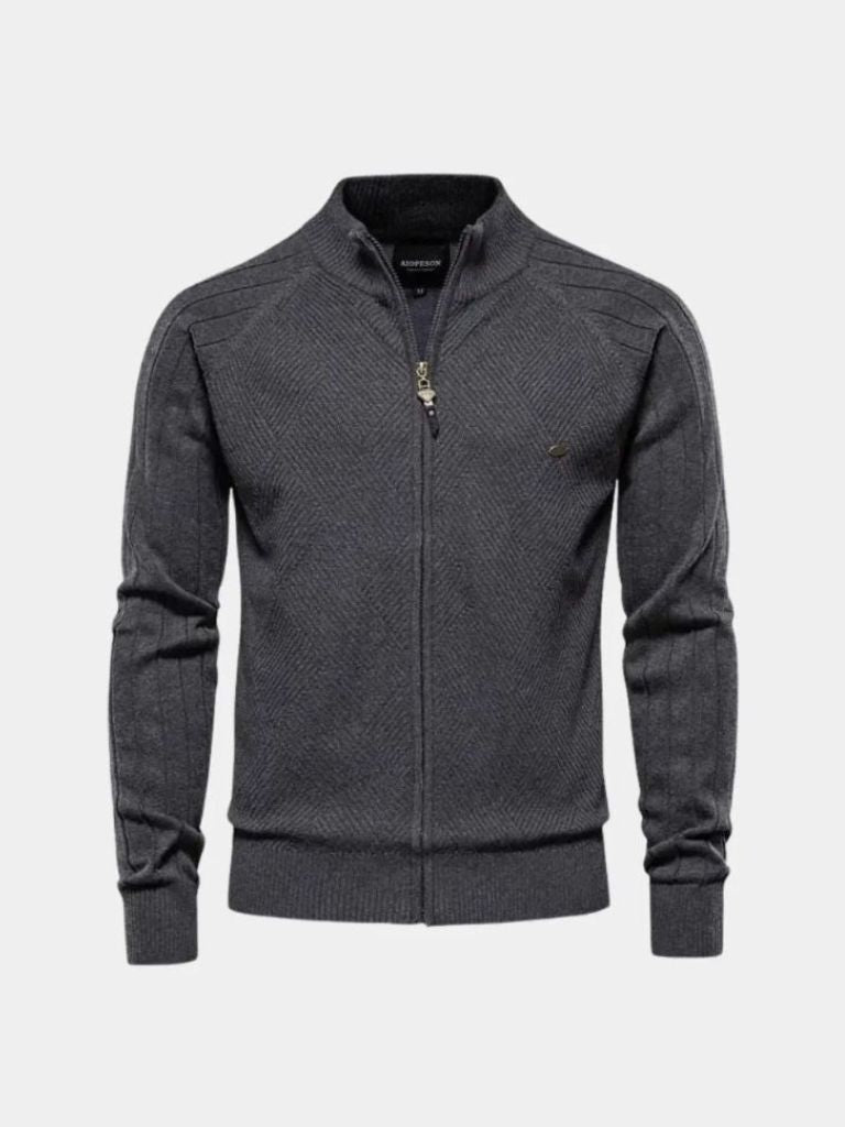 Sweter Kardigan z Dzianiny z Zamkiem