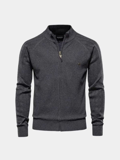 Sweter Kardigan z Zippem w Splot Jacquard