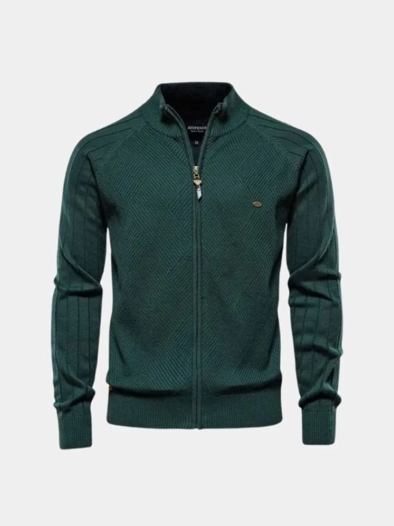 Sweter Kardigan z Dzianiny z Zamkiem