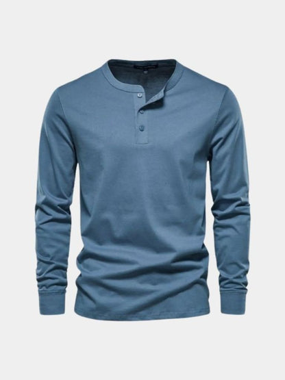 Minimalistyczna Koszulka z Długim Rękawem i Dekoltem Henley