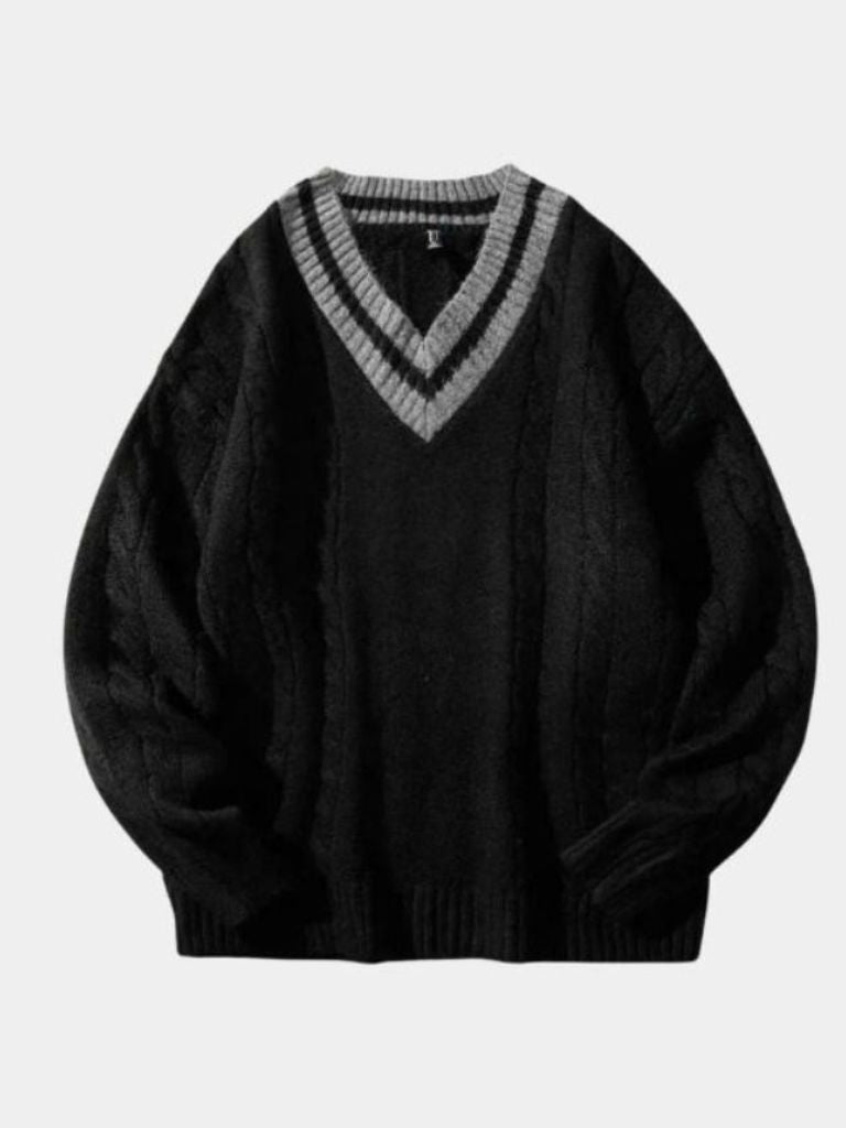 Minimalistyczny Sweter z Dekoltem w Serek