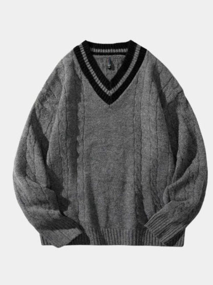 Minimalistyczny Sweter z Dekoltem w Serek