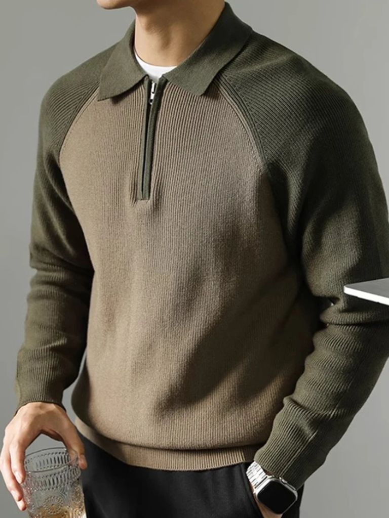 Sweter Raglan z Ćwierć Zamkiem