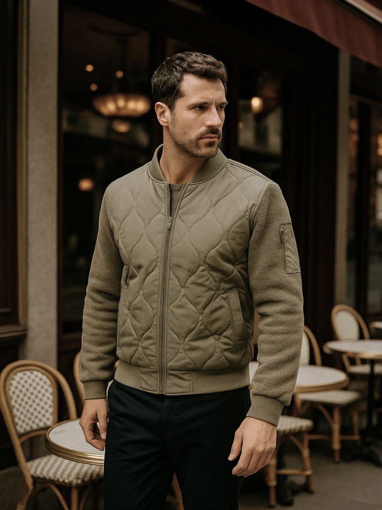 Kurtka Bomber Padded z Rękawami Sherpa