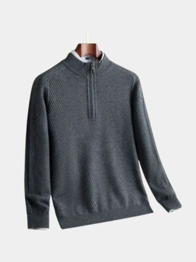 Sweter wełniany Stripe Quarter Zip