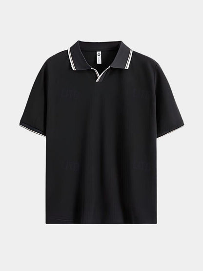 Ponadczasowy Czarny Polo z V-dekoltem