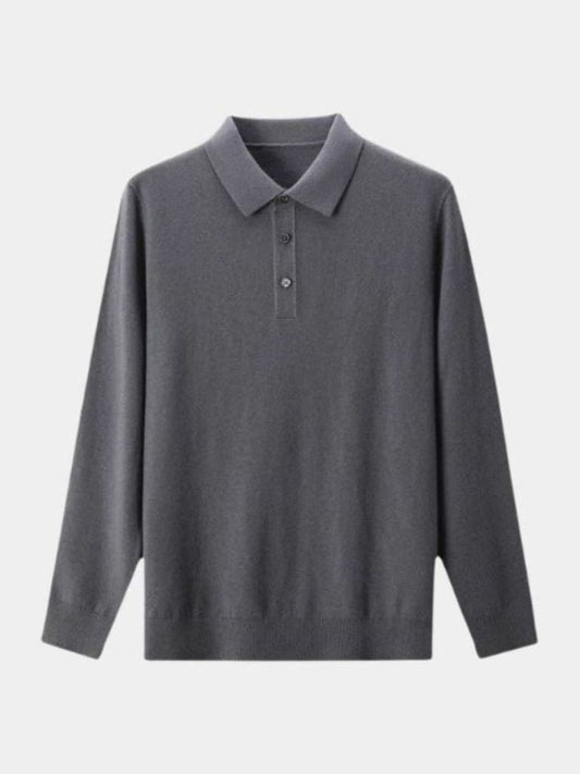 Sweter Polo z Wełny z Guzikami