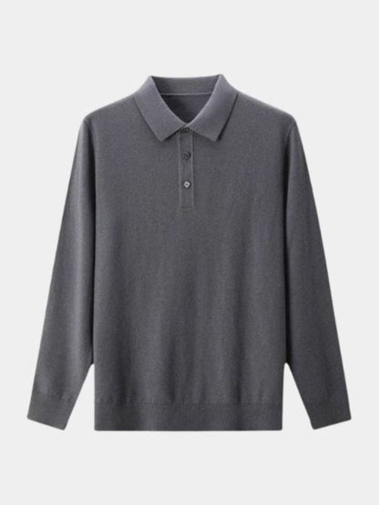 Wełniany sweter polo z guzikiem