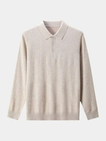 Wełniany sweter polo z guzikiem