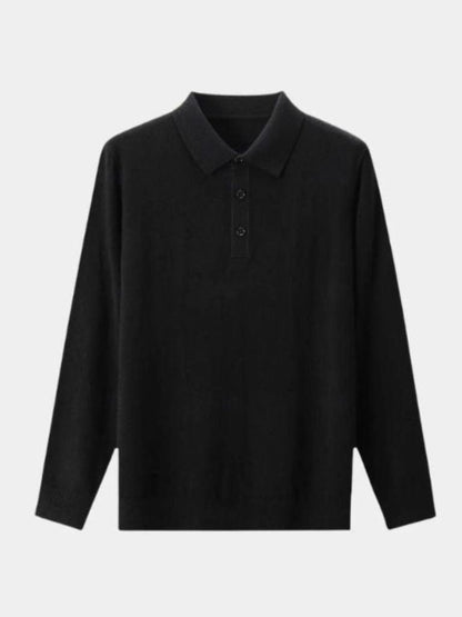 Wełniany sweter polo z guzikiem