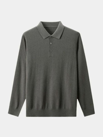 Wełniany sweter polo z guzikiem